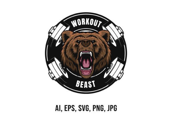 Download Workout Logo Template with Bear Mascot - Bear Collection