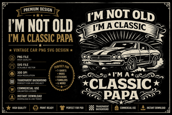 Download Classic Papa Vintage Car PNG Design - Vintage Collection