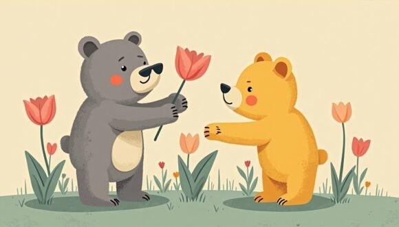 Download Cute Bear and Tulip, Bold Expressionism - Bear Collection