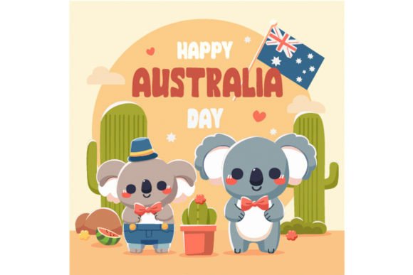 Download Happy Australia Day with Cute Koala - Premium Resources