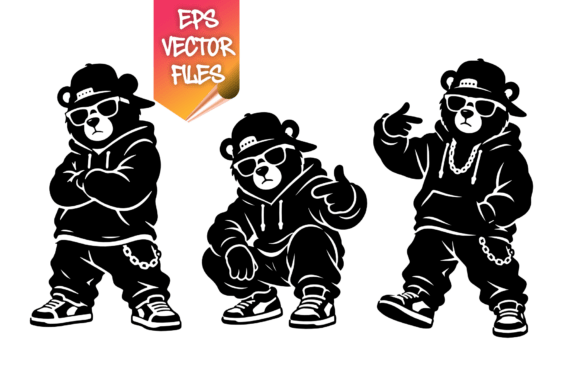 Download Hip Hop Bear Mascot Vector Pack - Bear Collection