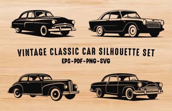 Download Vintage Classic Car Vector Silhouettes - Vintage Collection