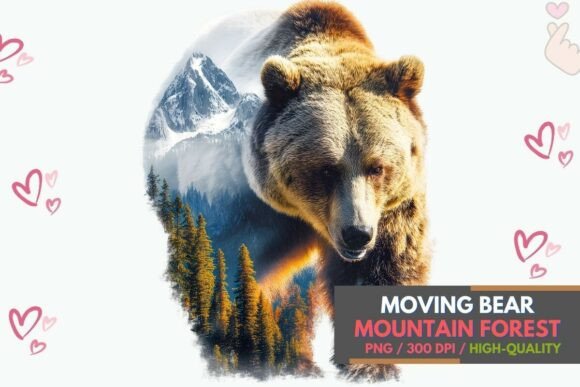 Download Walking Bear Double Exposure Wildlife - Bear Collection