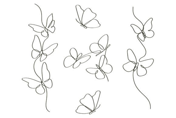 Download Hand-drawn Continuous Line Art Butterfly - Butterfly Collection