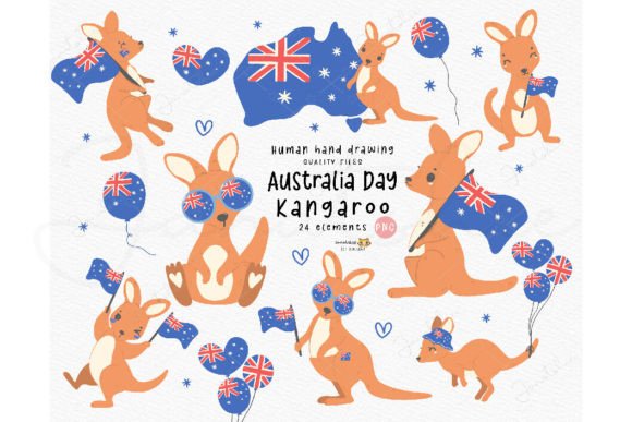 Download Australia Day Baby Kangaroo Clipart Set - Australia day Collection