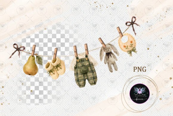 Download Vintage Autumn Baby Shower Clipart - Vintage Collection