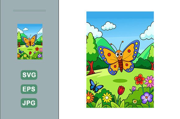 Download Butterfly Vector Landscape Background - Butterfly Collection