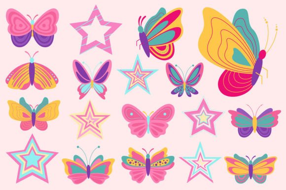 Download Y2K Star and Butterfly Vector - Butterfly Collection