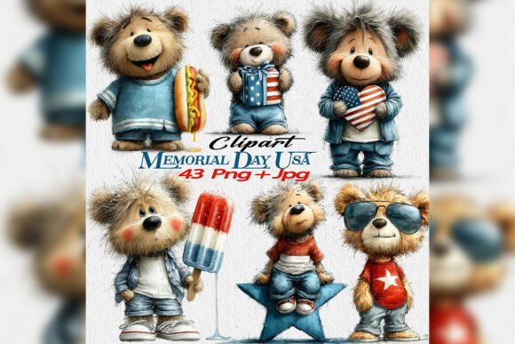 Download Whimsical Patriotic Bear Memorial Day - Bear Collection